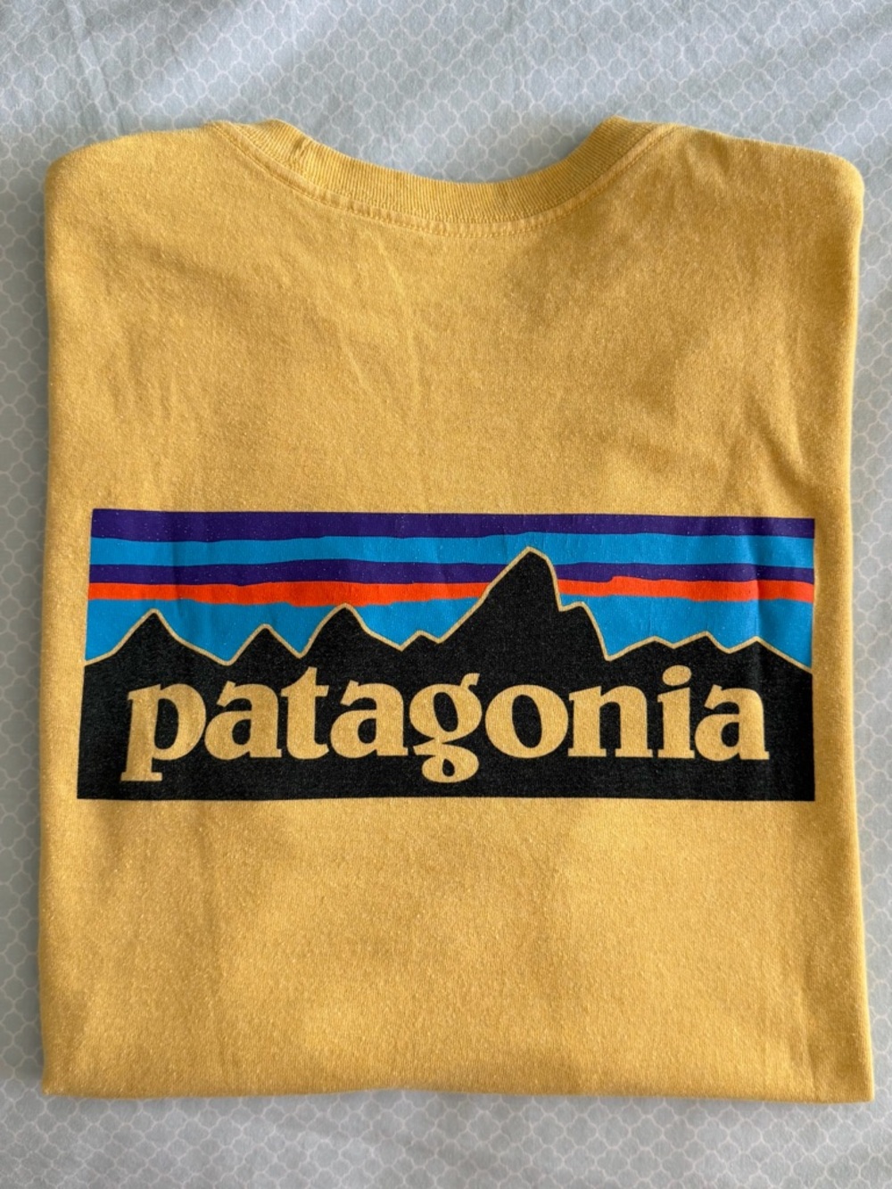 Patagonia Mustard Yellow Logo Graphic Tee
